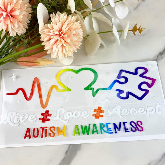 Live Love Accept Autism Awareness | 16 oz UV DTF Wrap