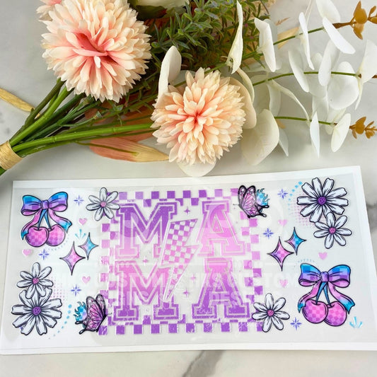 Mama Cherry and Flowers | 16 oz UV DTF Wrap