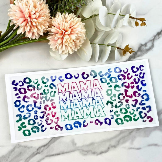 Colorful Leopard Mama | 16 oz UV DTF Wrap