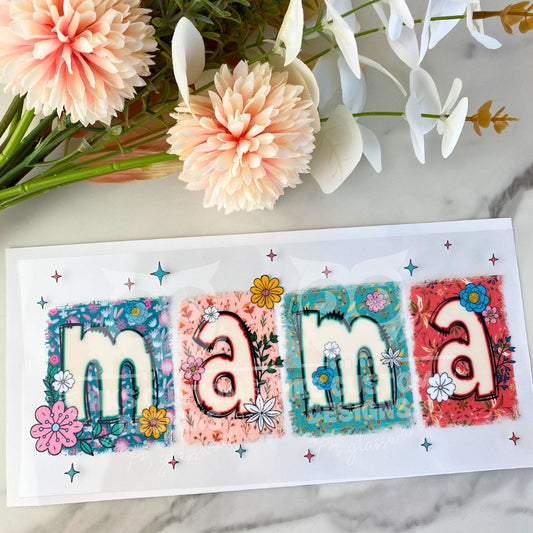 Mama Floral Squares | 16 oz UV DTF Wrap