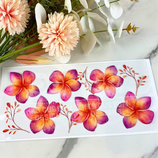 Orange and Peach Floral | 16 oz UV DTF Wrap