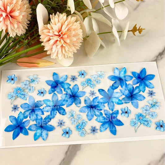Blue Floral | 16 oz UV DTF Wrap