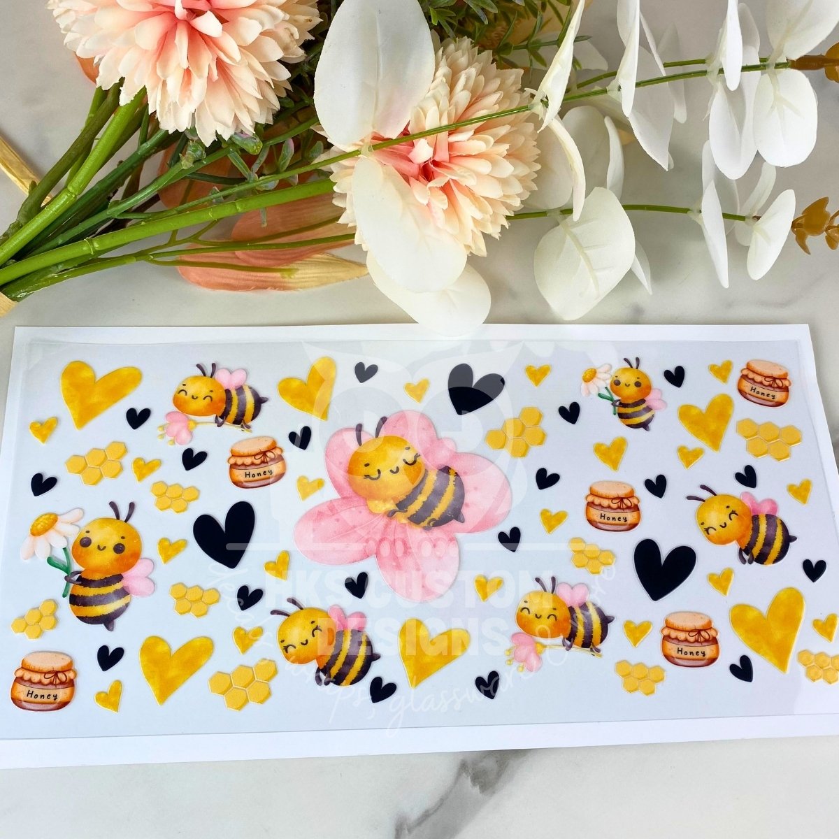 Cute Happy Bees | 16 oz UV DTF Wrap