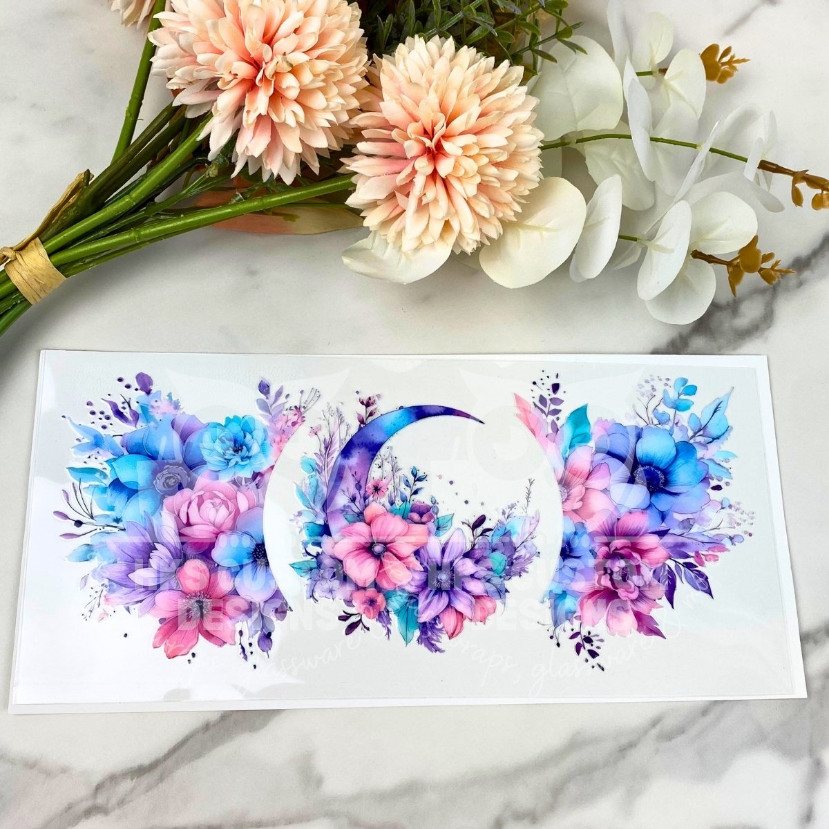 Floral Moon | 16 oz UV DTF Wrap