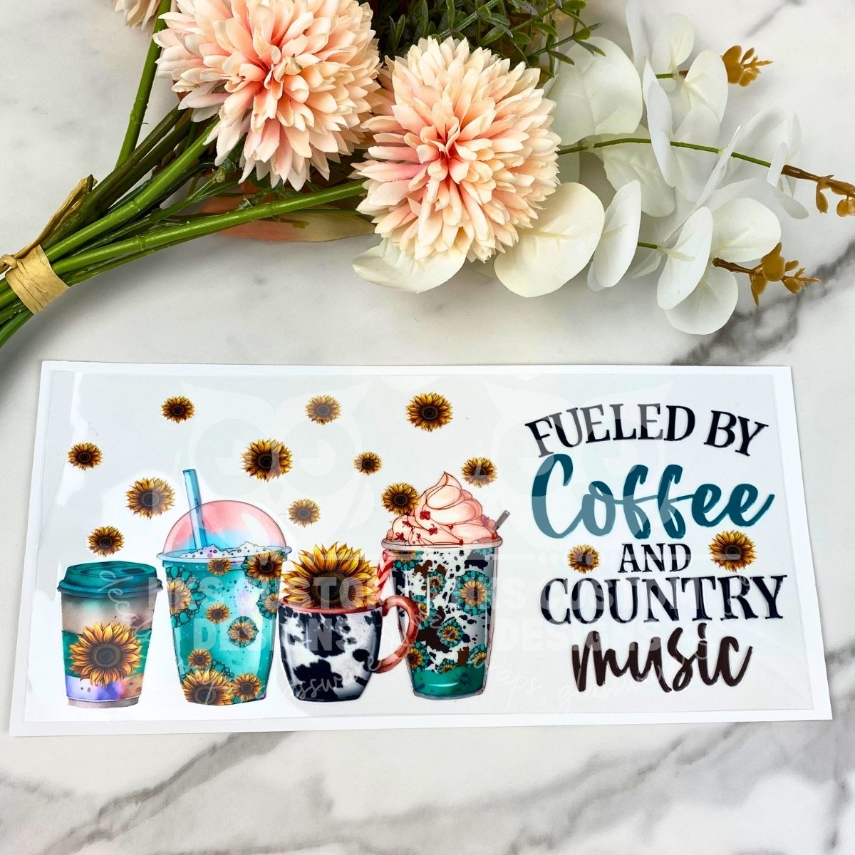 Fueled by Coffee & Country Music | 16 oz UV DTF Wrap