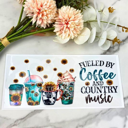 Fueled by Coffee & Country Music | 16 oz UV DTF Wrap