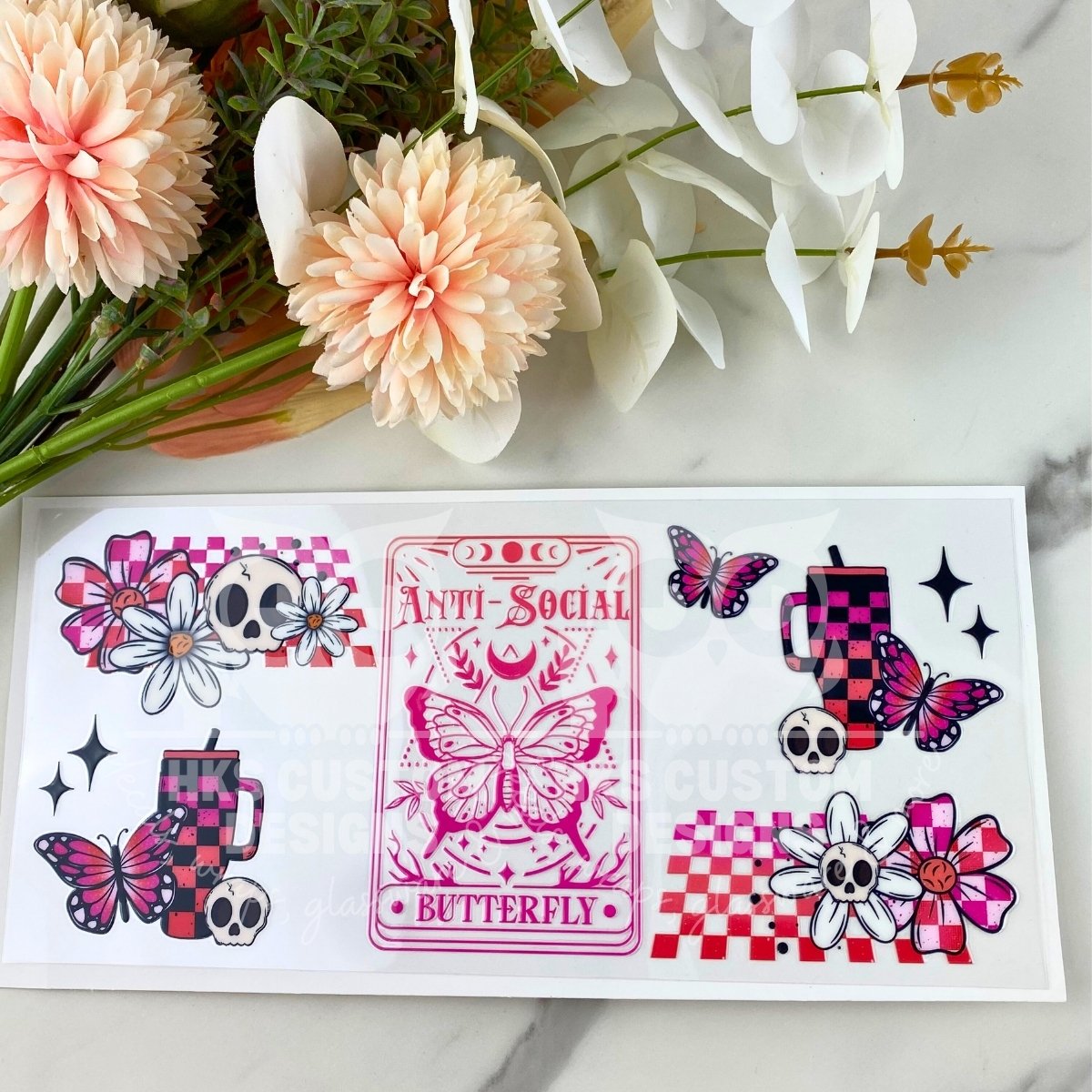 Antisocial Butterfly | 16 oz UV DTF Wrap