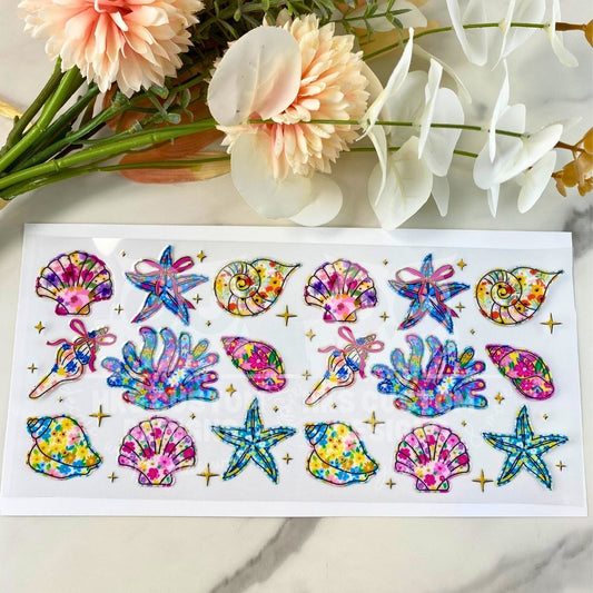 Colorful Shells | 16 oz UV DTF Wrap