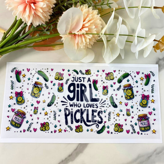 Girl who Loves Pickles | 16 oz UV DTF Wrap