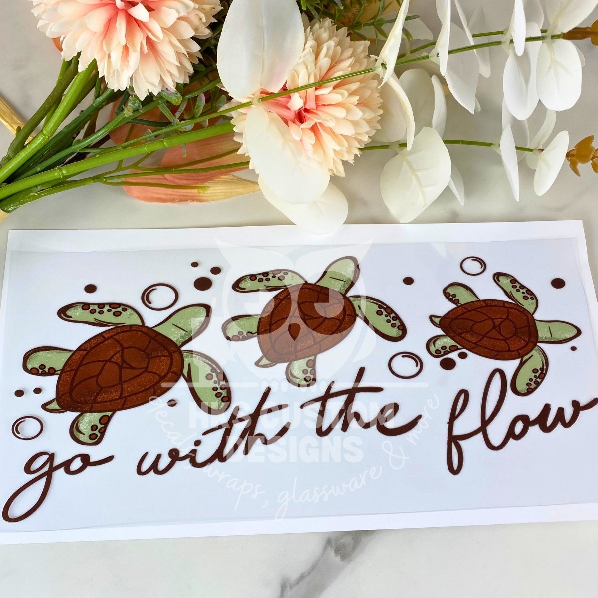 Turtles go with the flow | 16 oz UV DTF Wrap