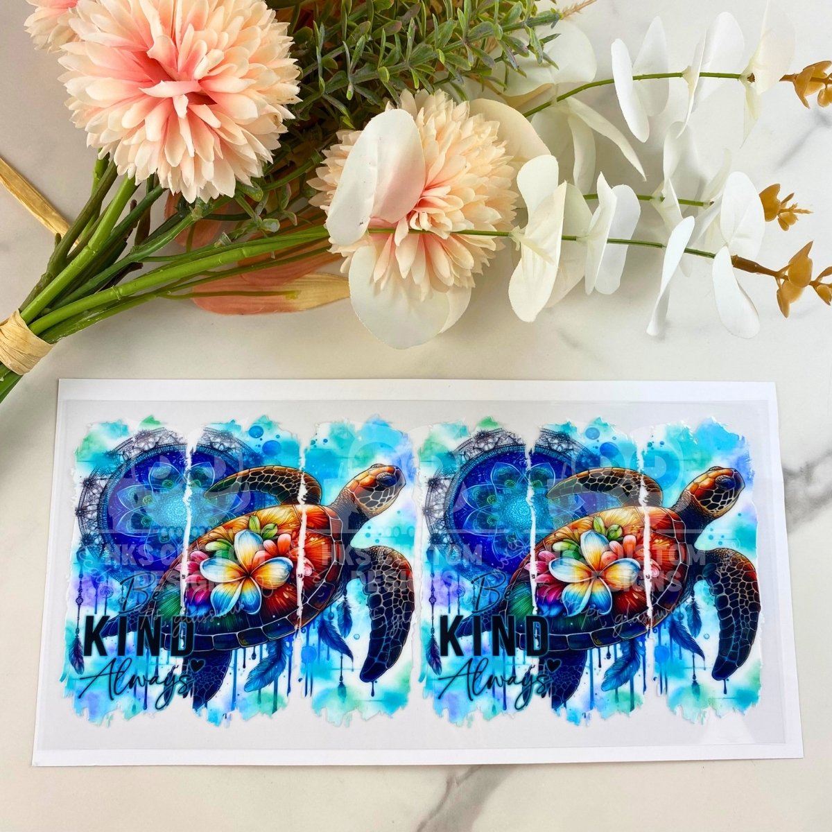 Always Be Kind Turtles | 16 oz UV DTF Wrap