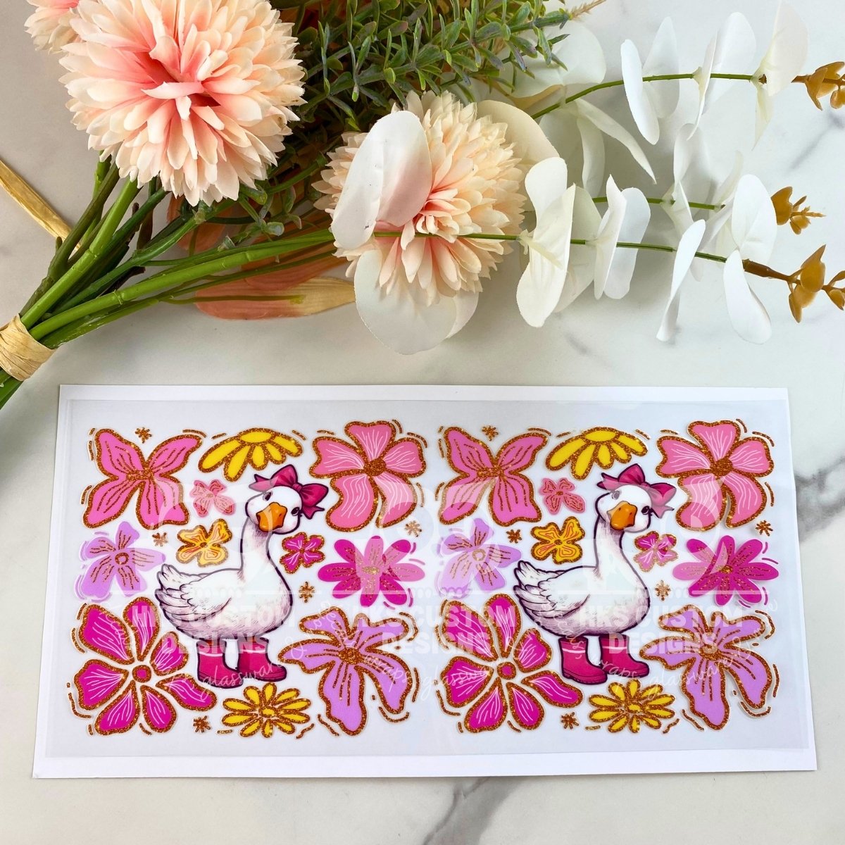Floral Geese | 16 oz UV DTF Wrap