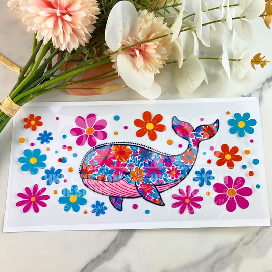 Floral Whale | 16 oz UV DTF Wrap