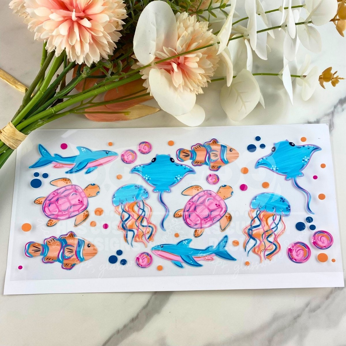 Sea Creatures | 16 oz UV DTF Wrap