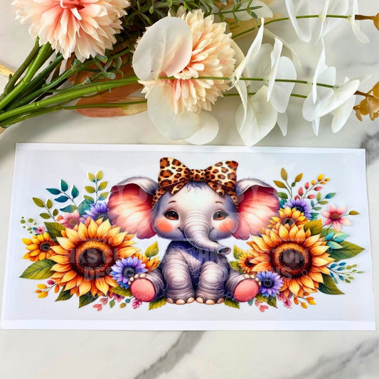 Floral Elephant | 16 oz UV DTF Wrap