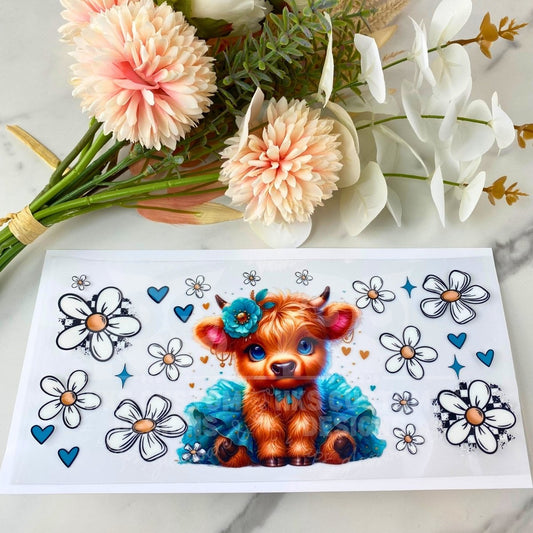 Blue Tutu Cow | 16 oz UV DTF Wrap