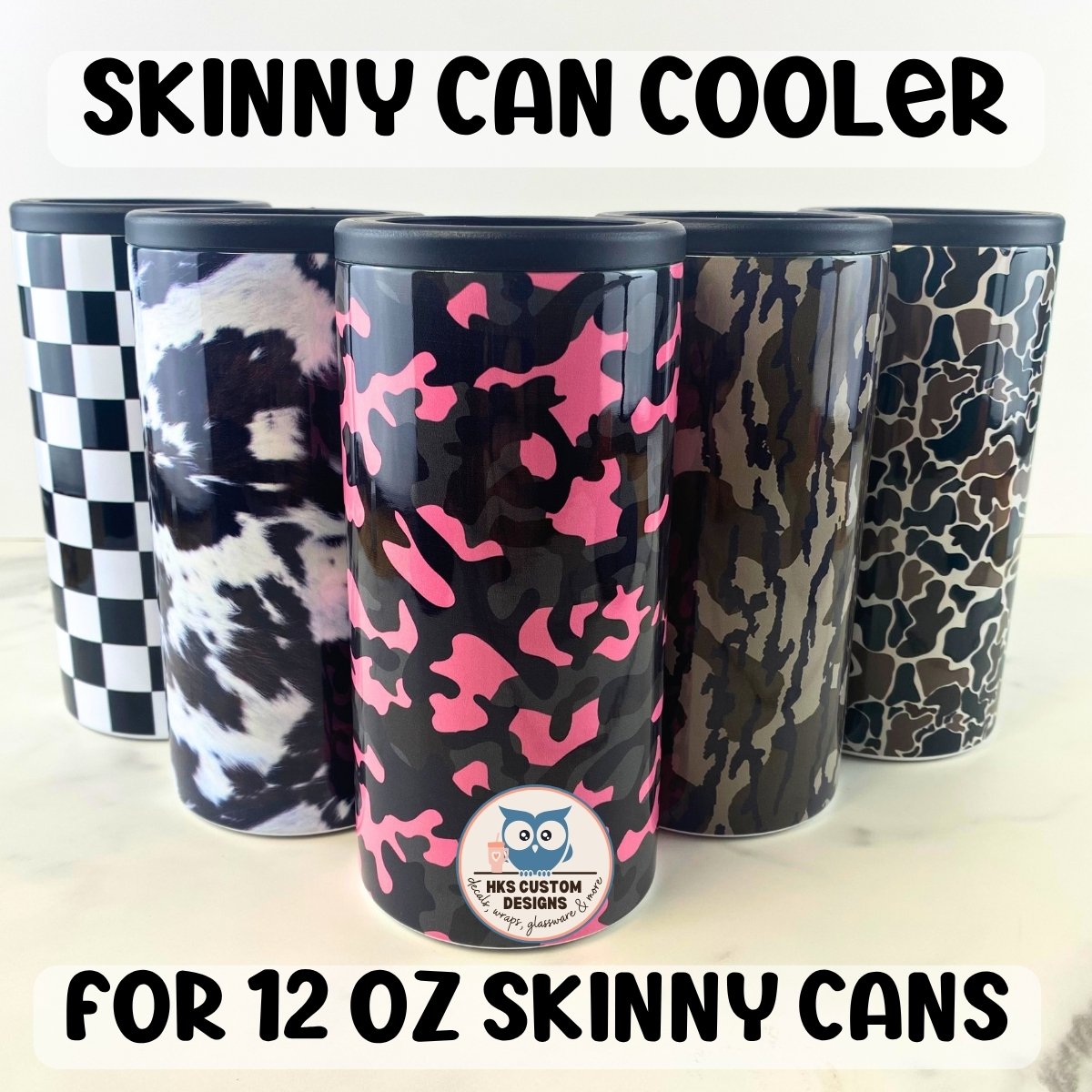 12 oz Patterned Stainless Steel Can Cooler