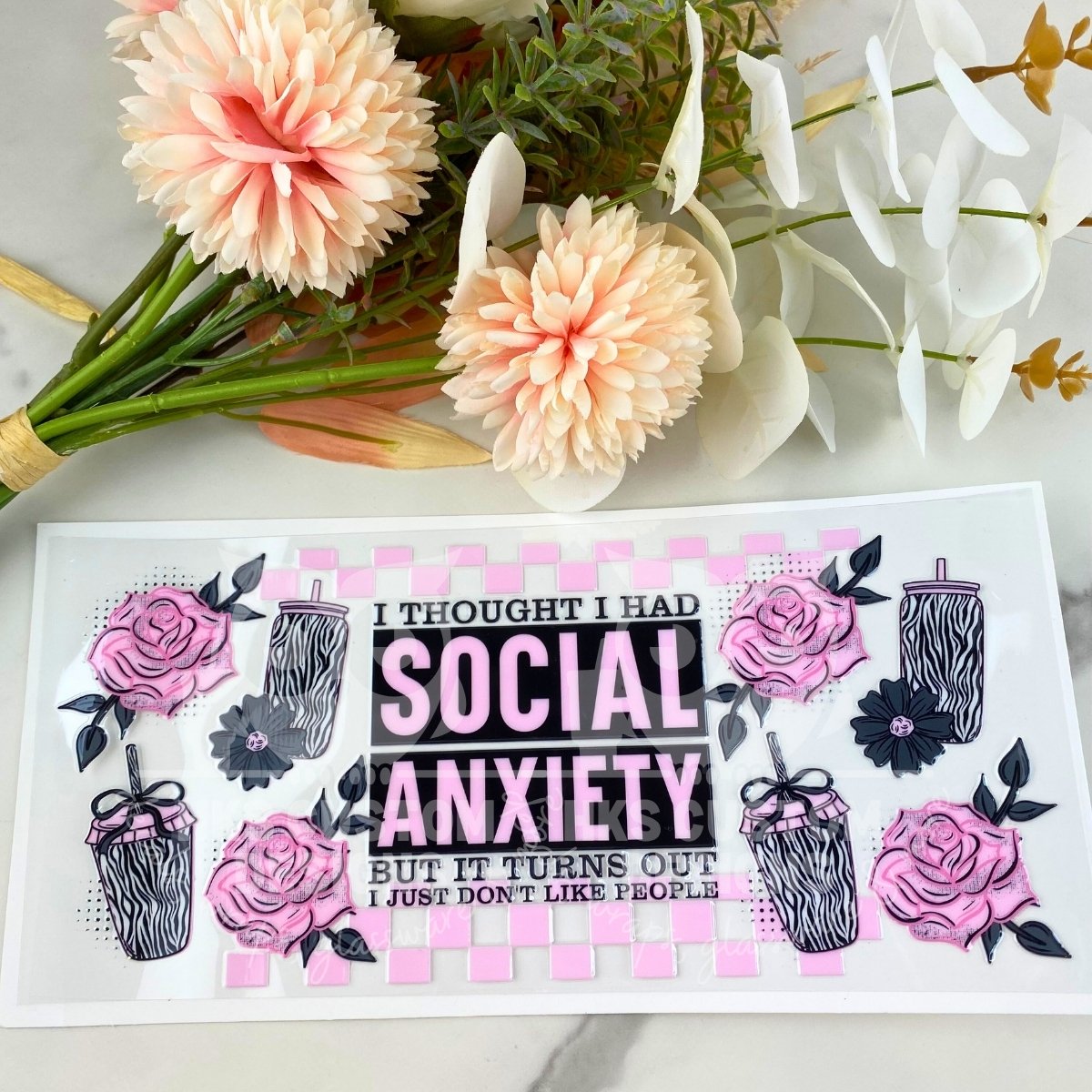 Social Anxiety2 | 16 oz UV DTF Wrap