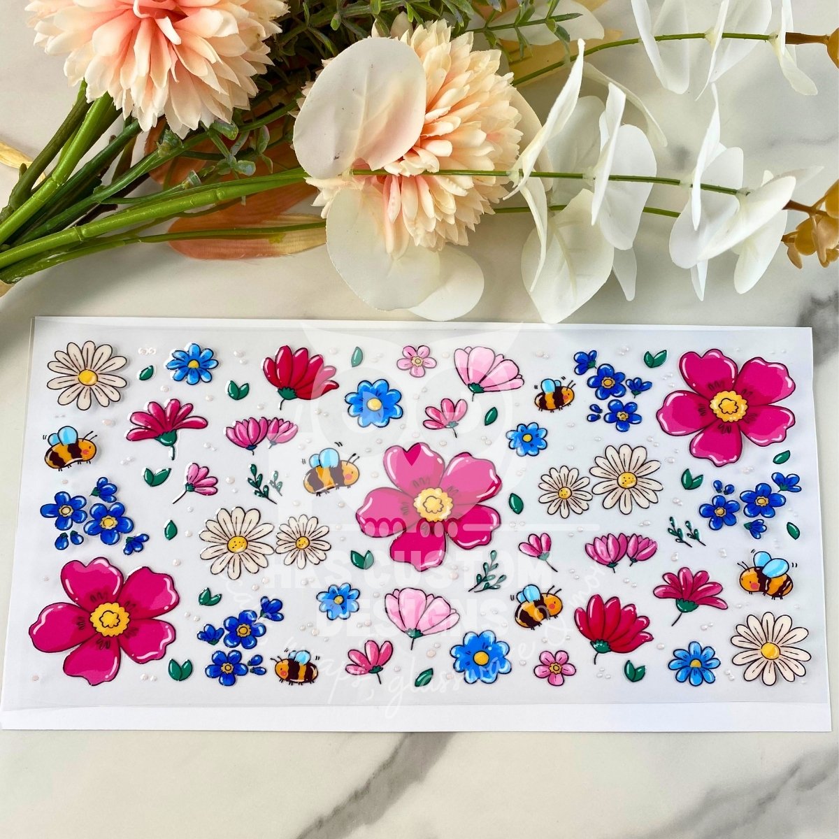 Bee Floral | 16 oz UV DTF Wrap