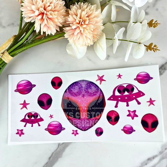 Pink Alien | 16 oz UV DTF Wrap