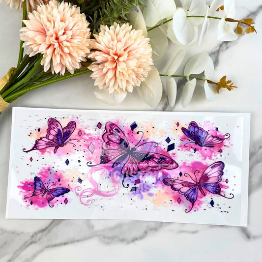 Pink Butterfly | 16 oz UV DTF Wrap