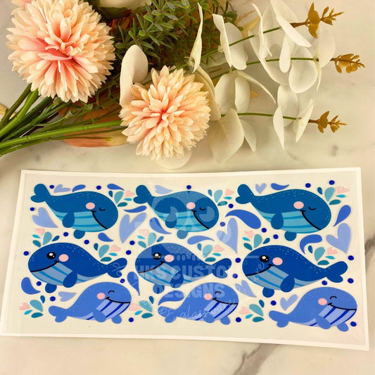 Blue Whales | 16 oz UV DTF Wrap
