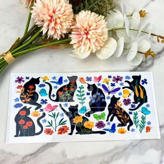 Floral Cats | 16 oz UV DTF Wrap