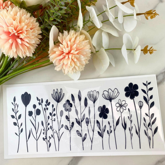 Black Wildflowers | 16 oz UV DTF Wrap
