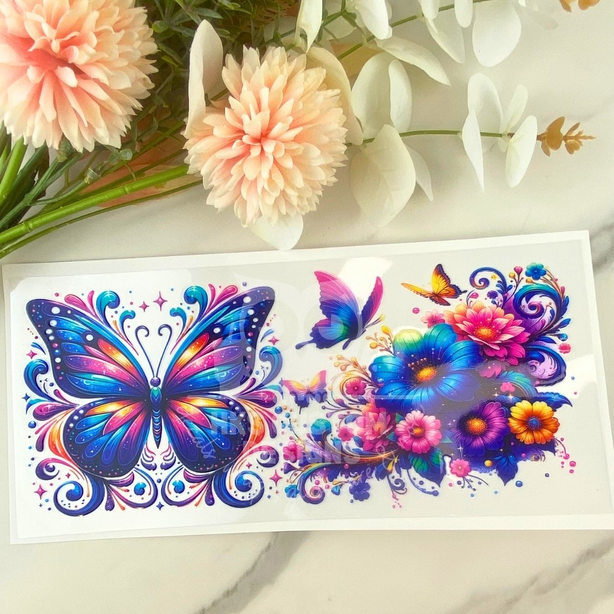 Butterfly & Flower2 | 16 oz UV DTF Wrap