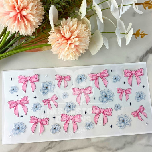 Flower and Bows | 16 oz UV DTF Wrap