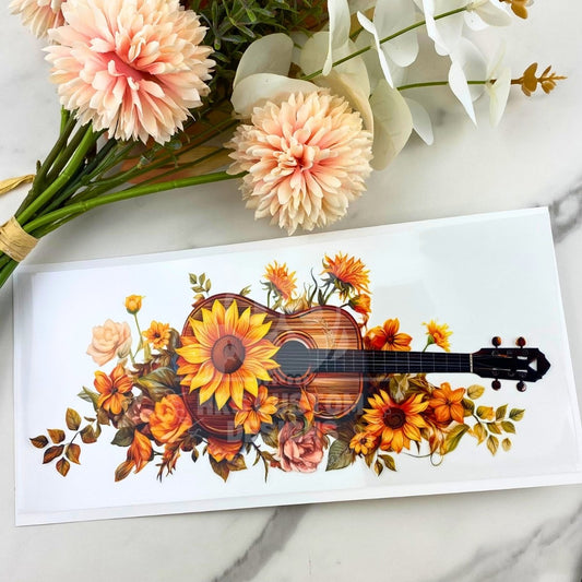 Guitar Floral | 16 oz UV DTF Wrap