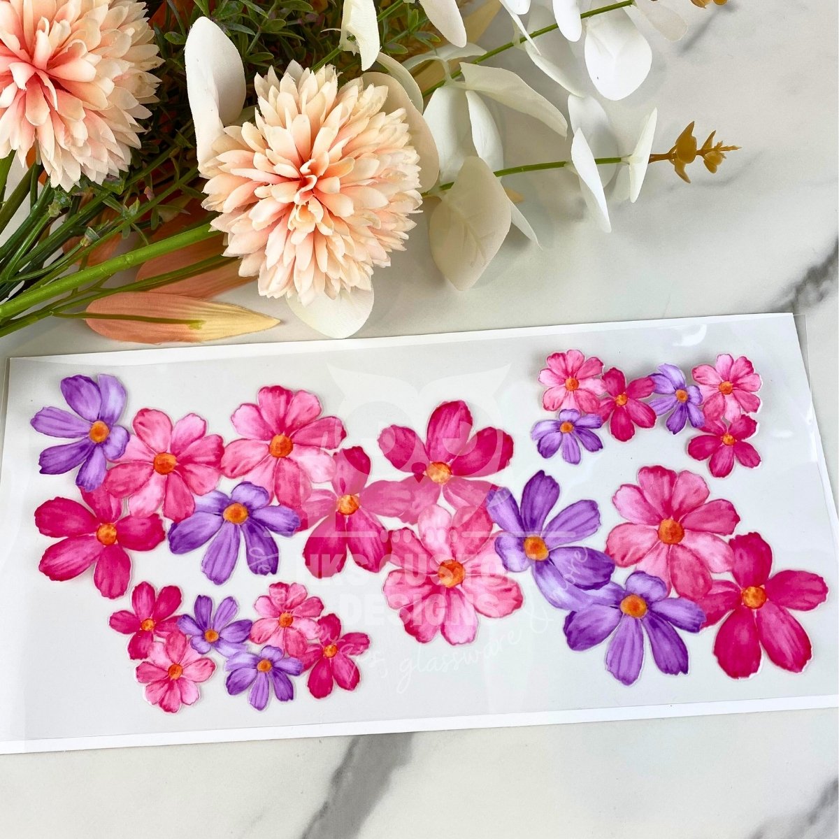 Purple and Pink Floral | 16 oz UV DTF Wrap