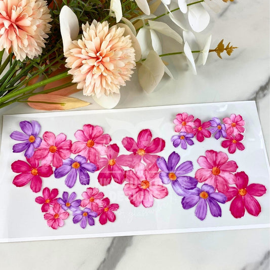 Purple and Pink Floral | 16 oz UV DTF Wrap