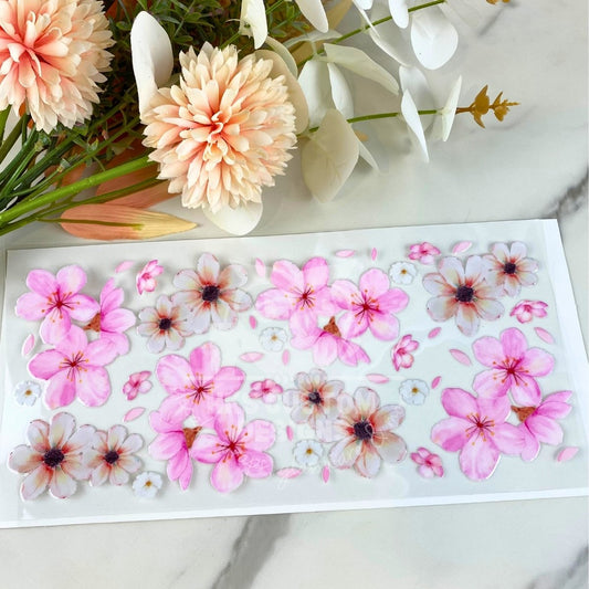 Pink and White Floral | 16 oz UV DTF Wrap