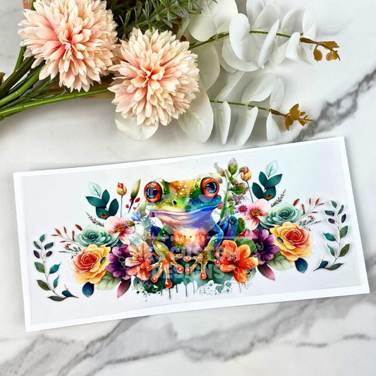 Floral Frog | 16 oz UV DTF Wrap