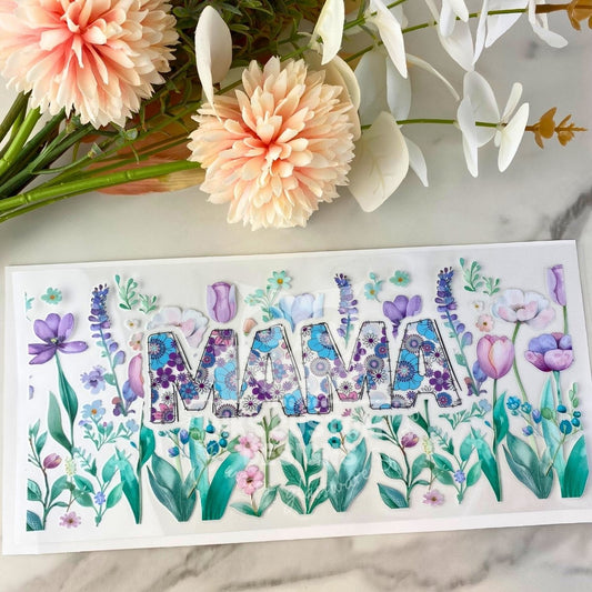 Purple Flower Mama | 16 oz UV DTF Wrap