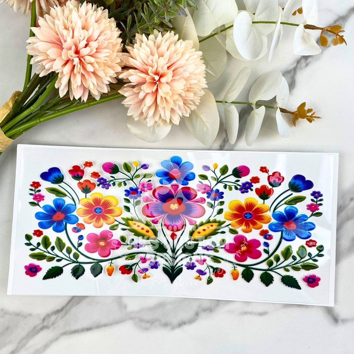 Mexican Flowers | 16 oz UV DTF Wrap
