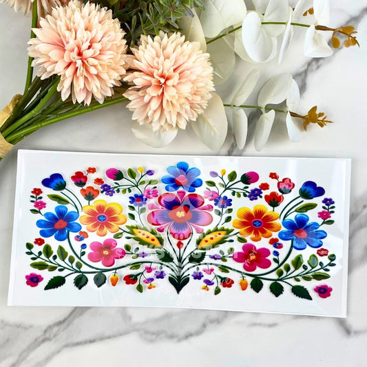 Mexican Flowers | 16 oz UV DTF Wrap