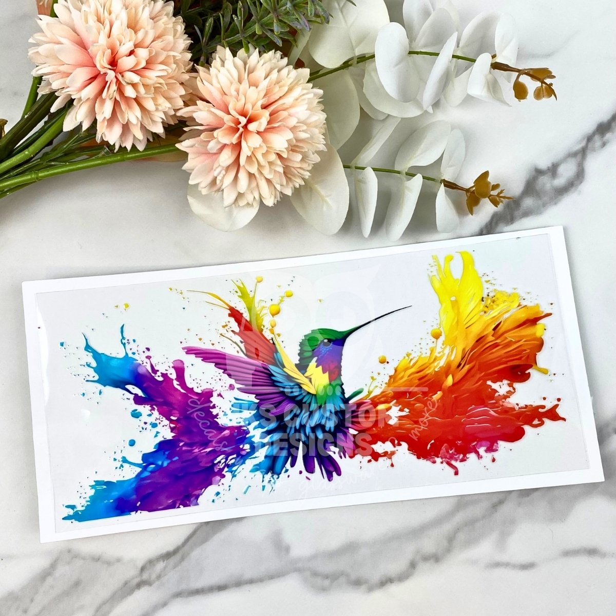 Watercolor Hummingbird | 16 oz UV DTF Wrap