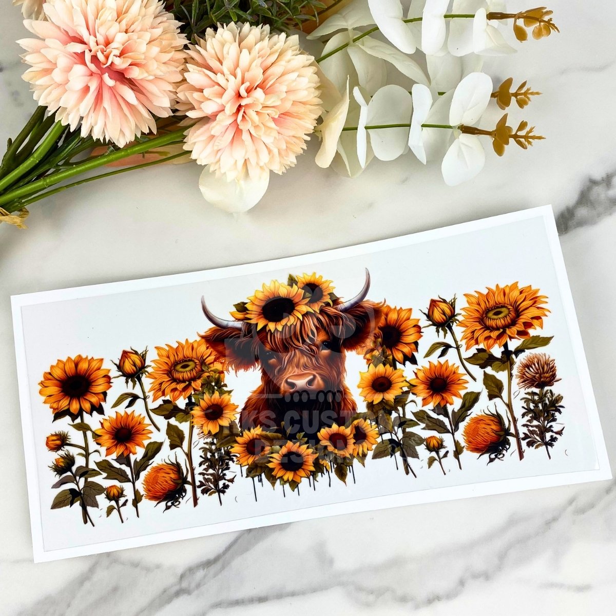 Cow w/sunflowers | 16 oz UV DTF Wrap