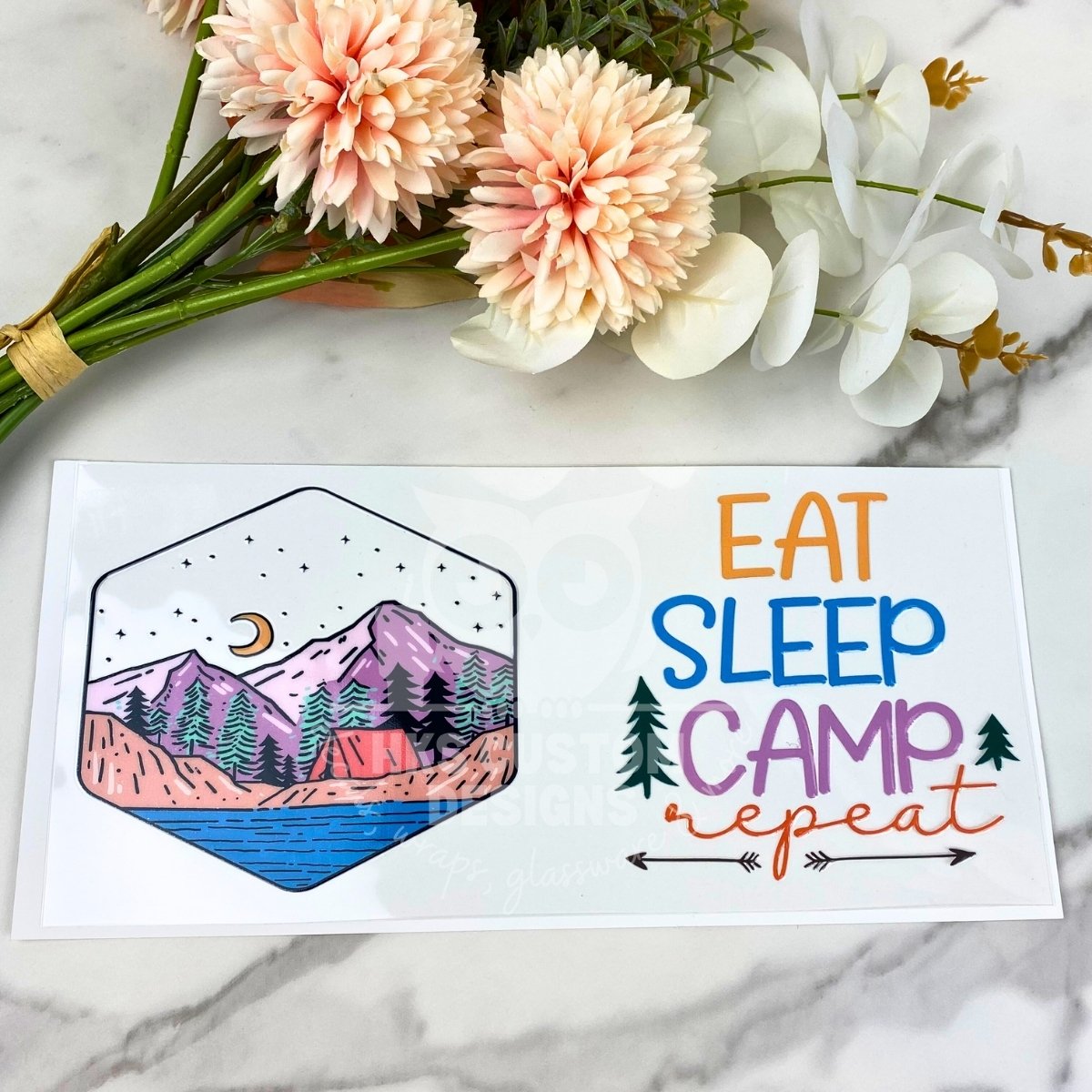 Eat Sleep Camp | 16 oz UV DTF Wrap