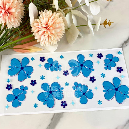Blue Floral2 | 16 oz UV DTF Wrap