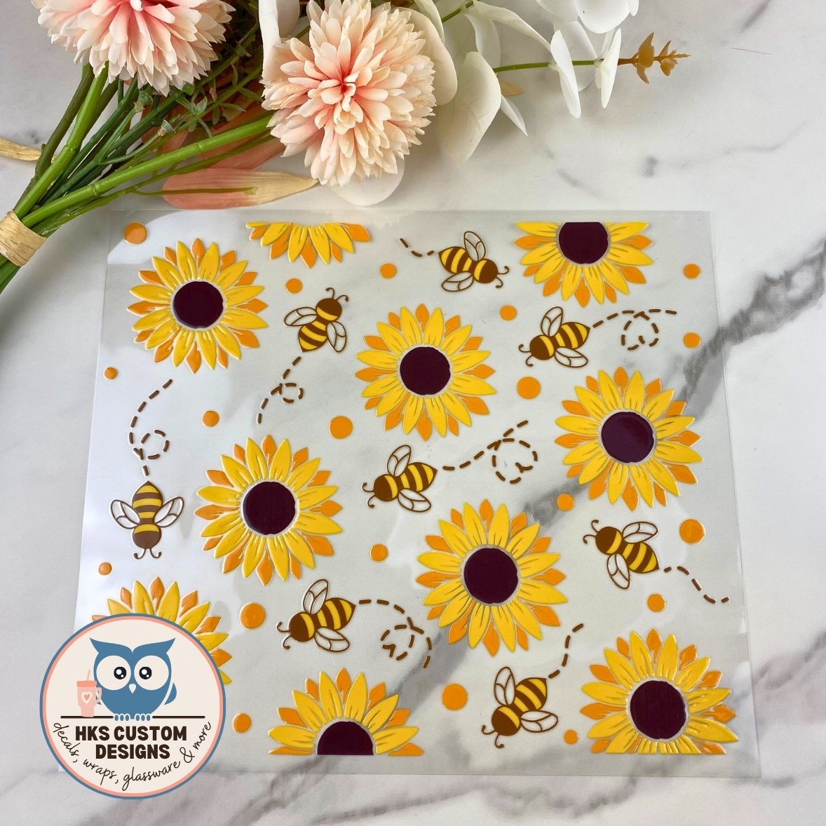 Bees and Sunflowers | 20/25 oz UV DTF Wrap