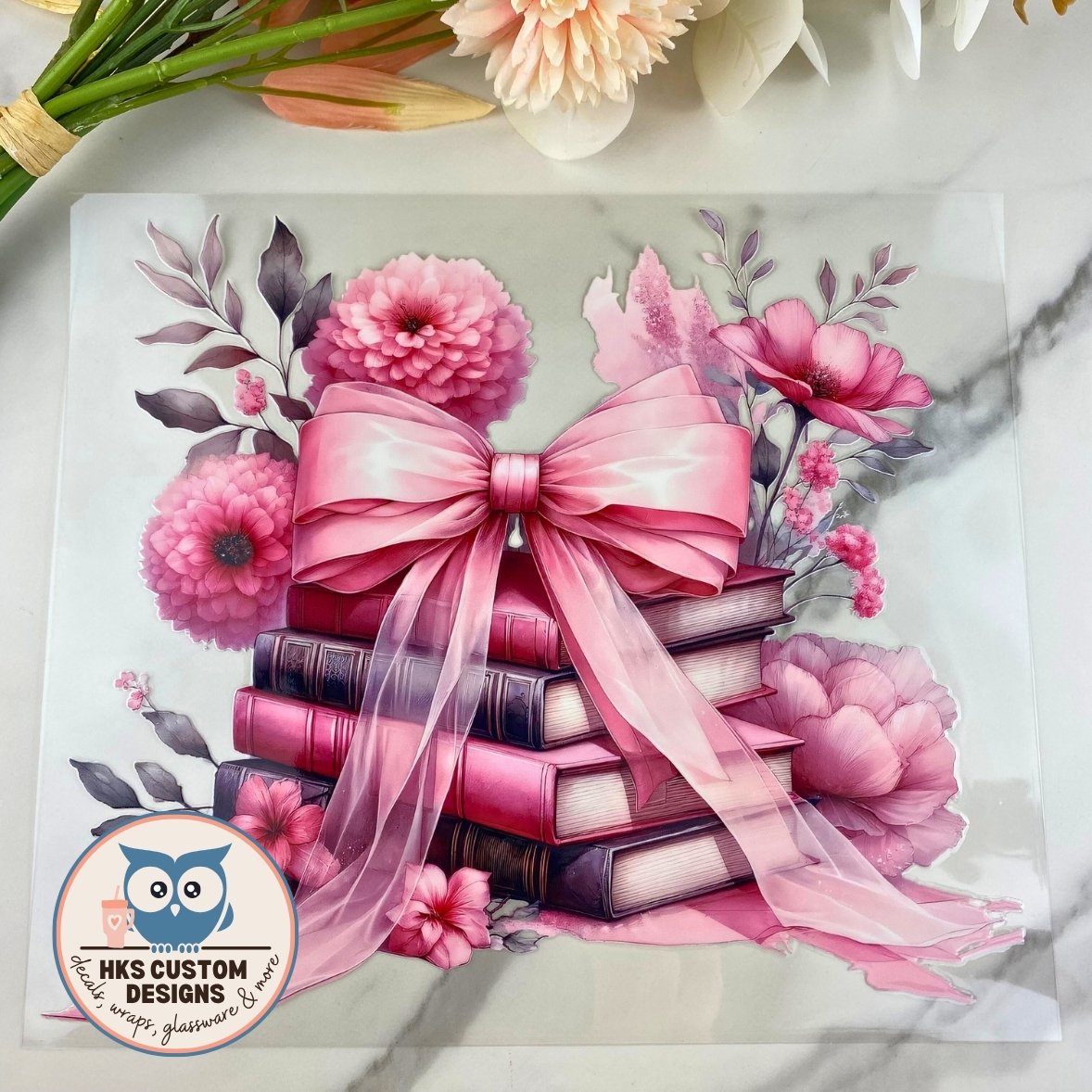 Book Stack with Bow | 20/25 oz UV DTF Wrap