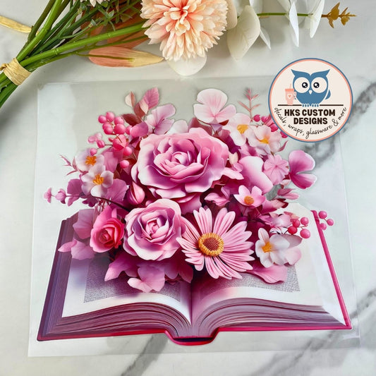 Pink Book and Flowers | 20/25 oz UV DTF Wrap