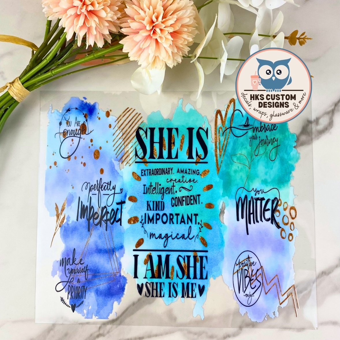She Is (Blue) | 20/25 oz UV DTF Wrap