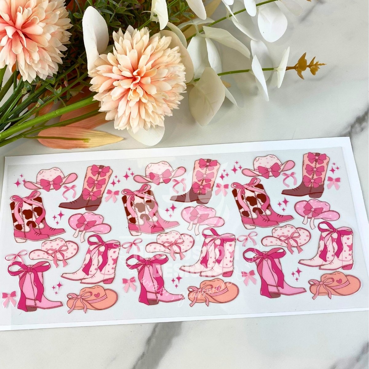Pink Cowgirl Boots | 16 oz UV DTF Wrap