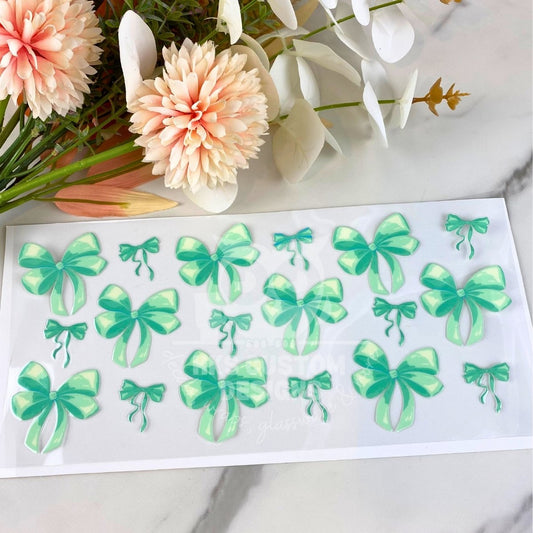 Light Green Bows | 16 oz UV DTF Wrap