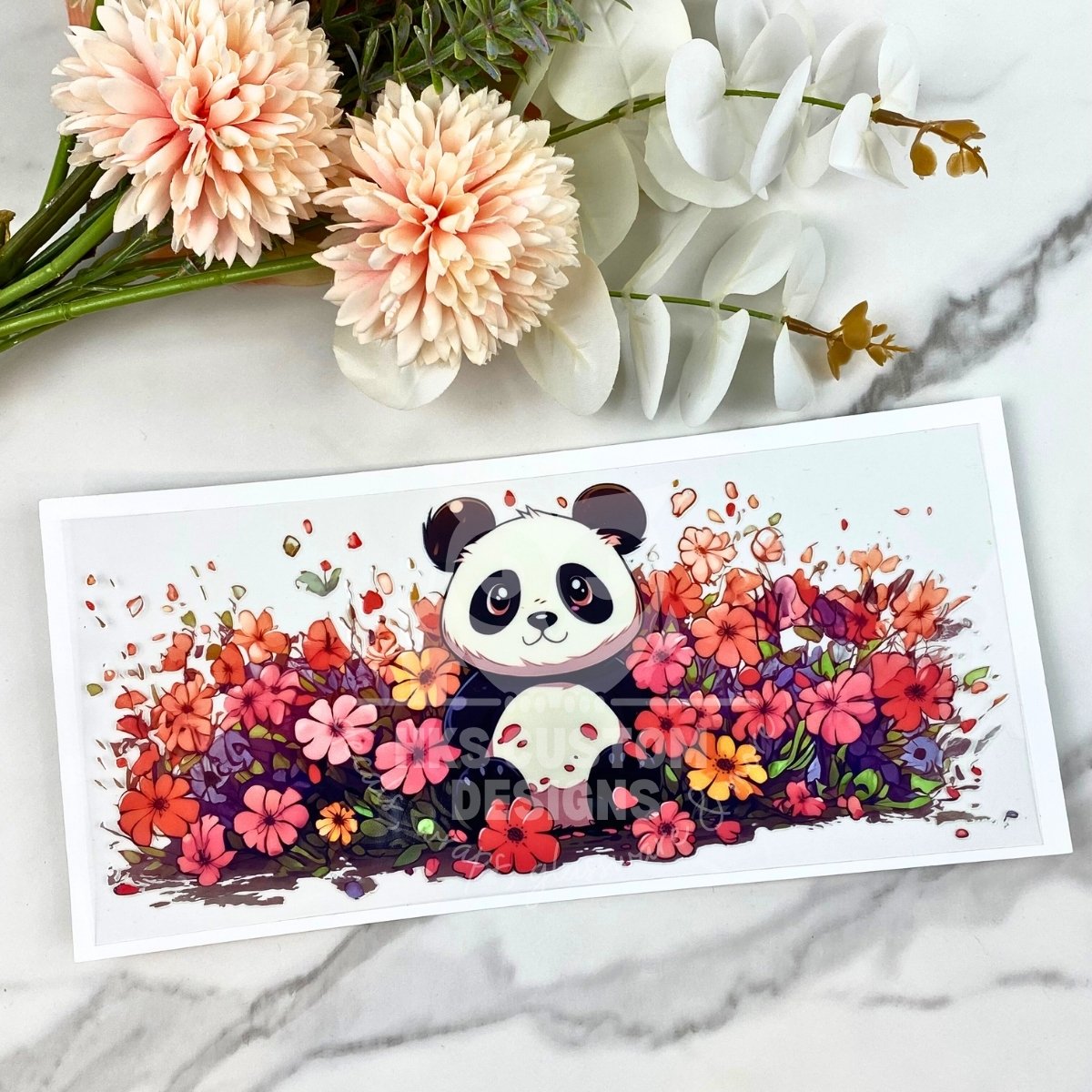 Floral Panda | 16 oz UV DTF Wrap