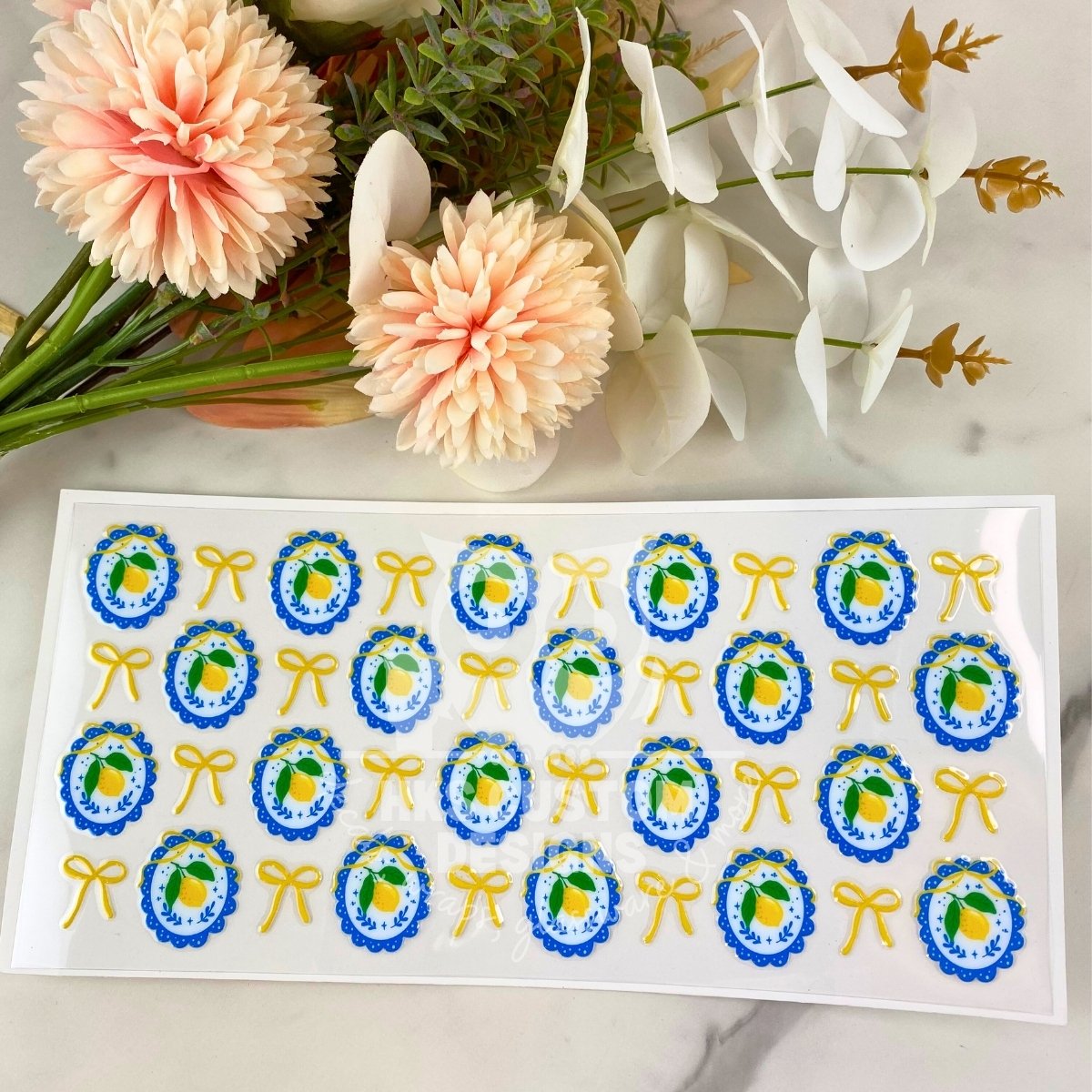 Lemons and Yellow Bow | 16 oz UV DTF Wrap